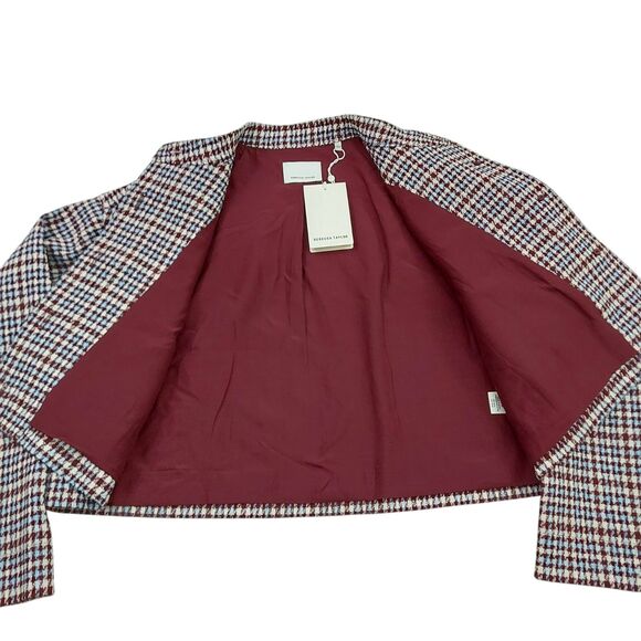 Rebecca Taylor Techy Houndstooth Jacket Womens Large Wool Blend Button Cropped - Picture 7 of 13